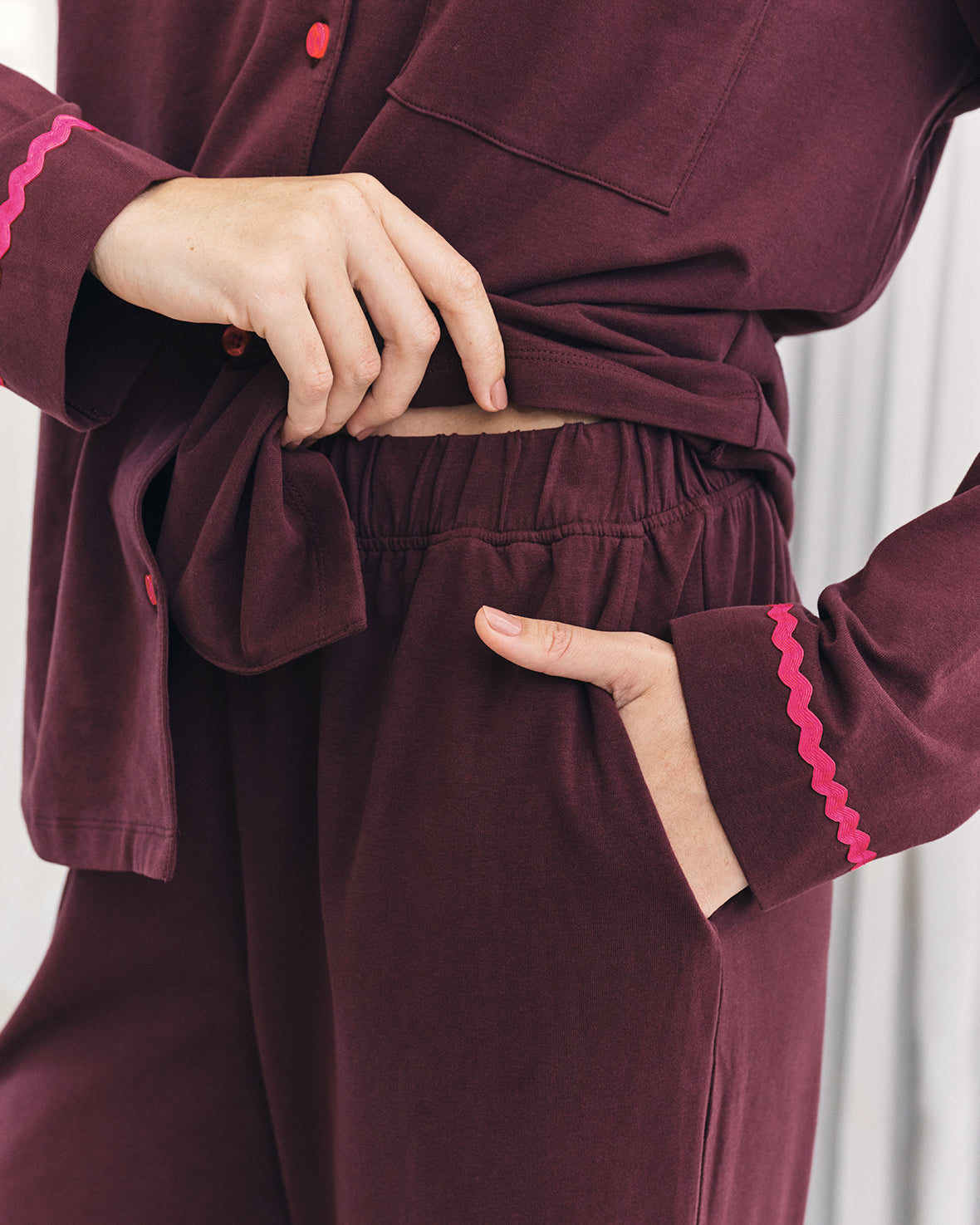 Organic Cotton Embroidered Back Good Night Long Pyjama Set