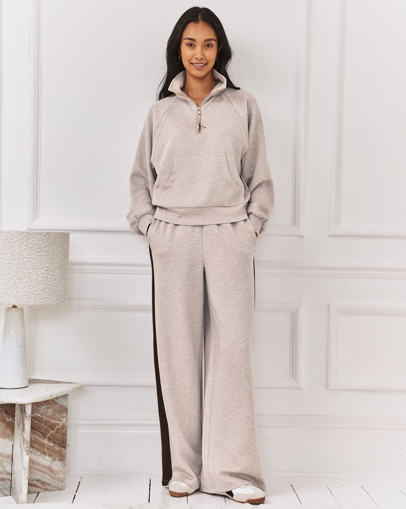 LuxeComfort Scuba Half-Zip Sweatshirt - Camel