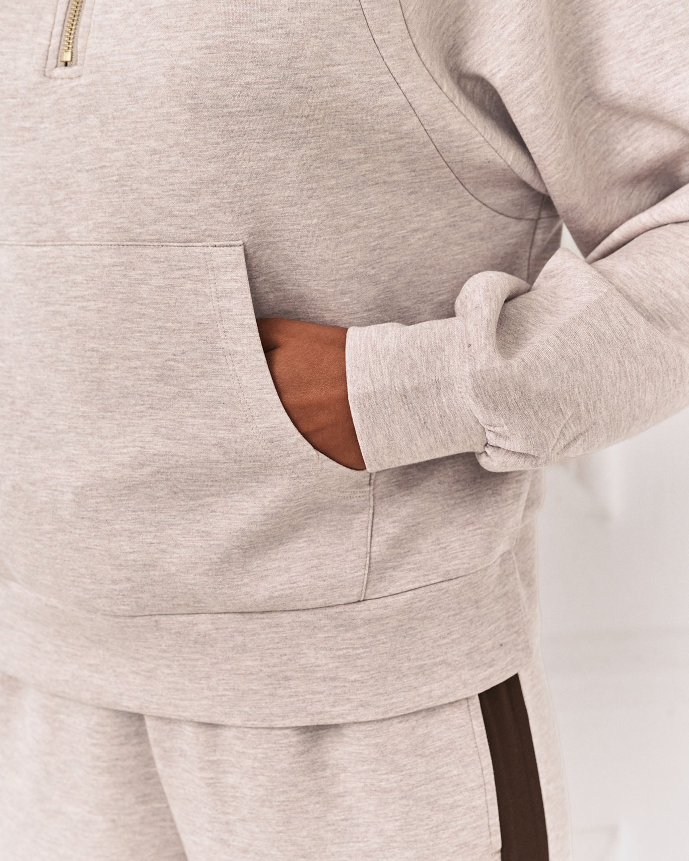 LuxeComfort Scuba Half-Zip Sweatshirt - Camel