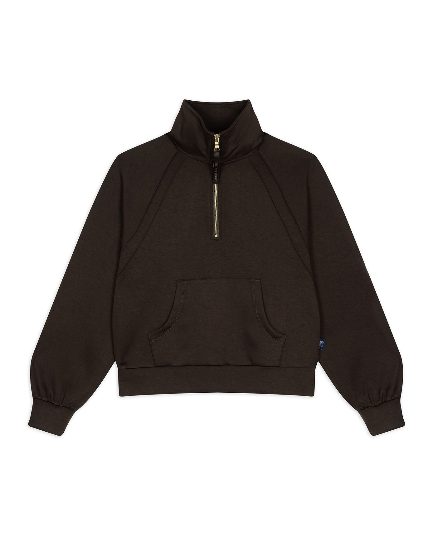 LuxeComfort Scuba Half-Zip Sweatshirt - Brown