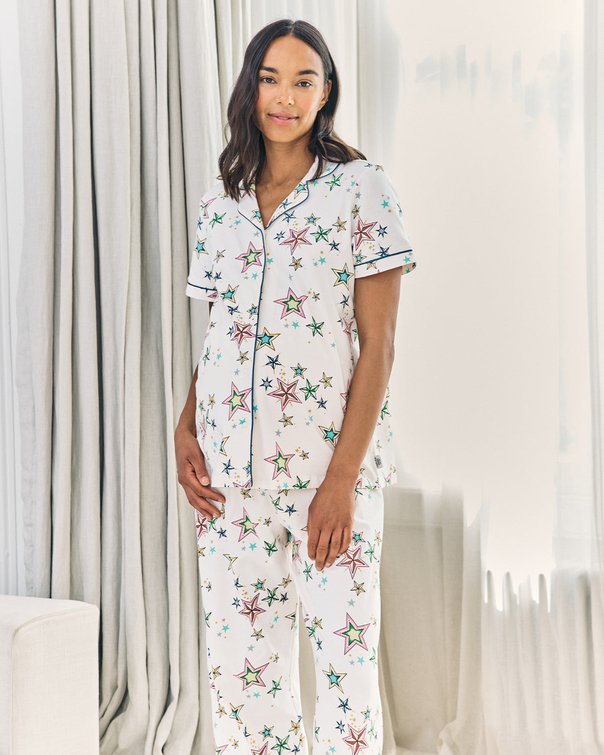 Maternity Organic Cotton Star Print Long Pyjama Set