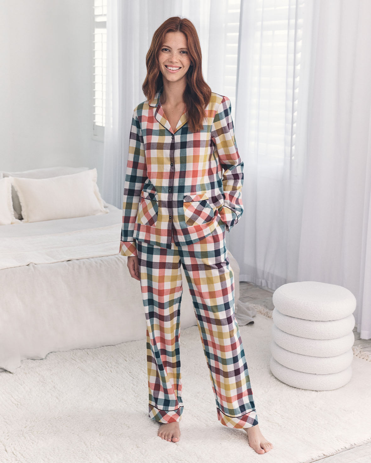 Organic Cotton Gingham Check Long Pyjama Set - Multi