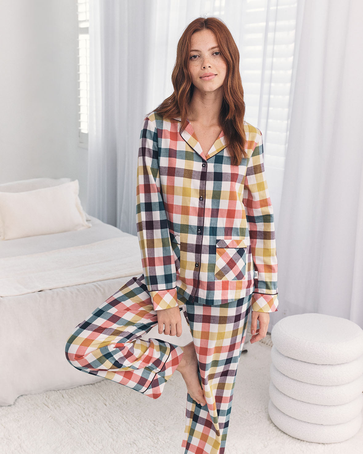 Organic Cotton Gingham Check Long Pyjama Set - Multi