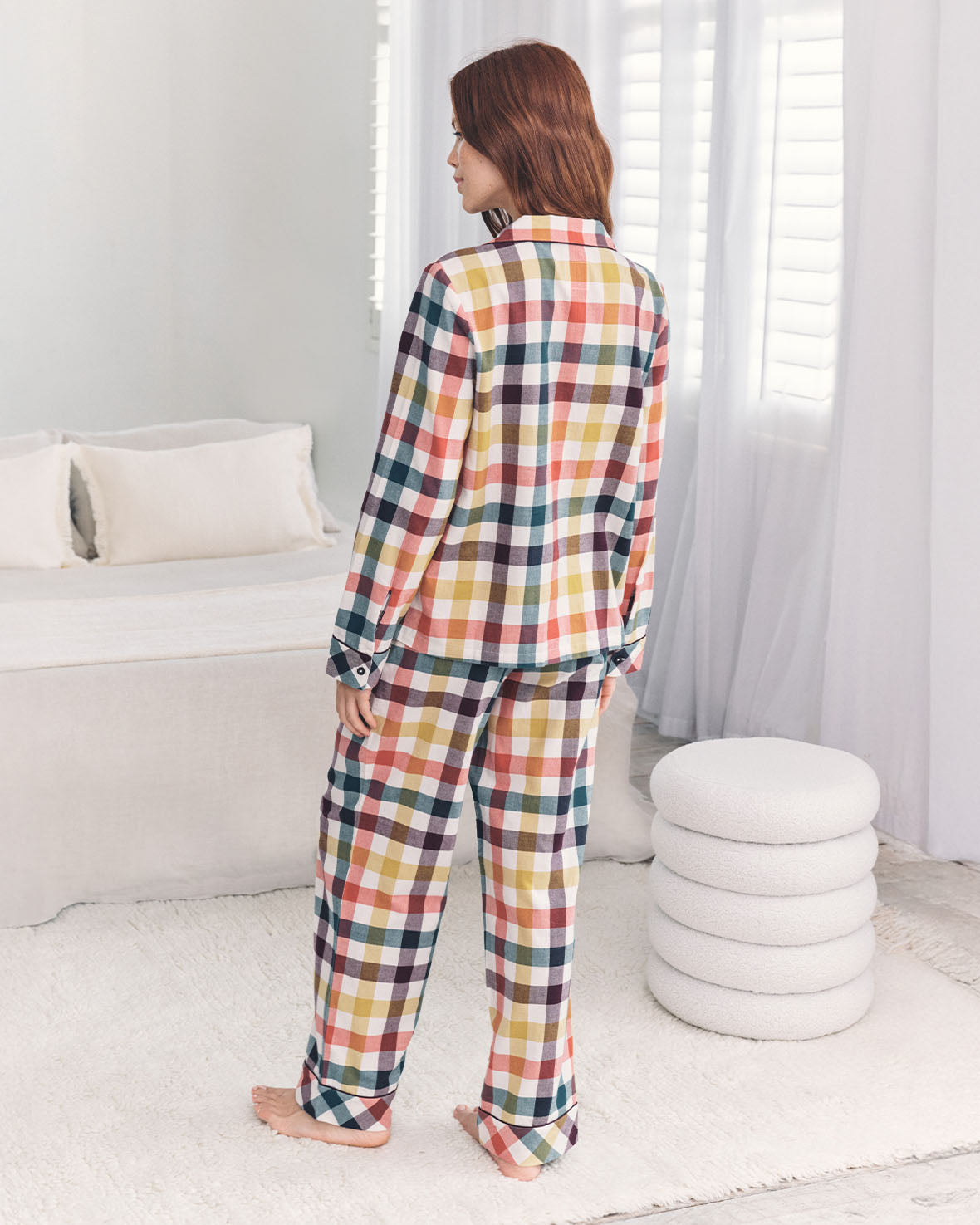 Organic Cotton Gingham Check Long Pyjama Set - Multi