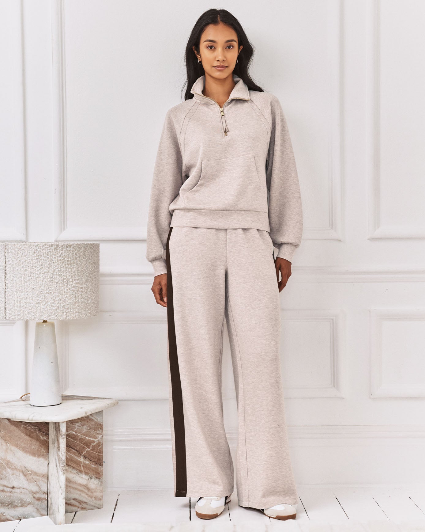 LuxeComfort Scuba Side Stripe Joggers - Camel