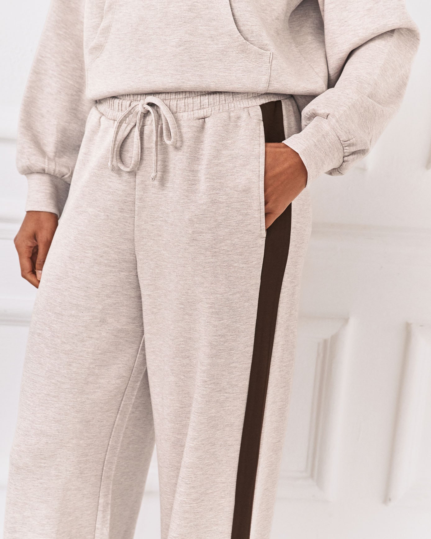 LuxeComfort Scuba Side Stripe Joggers - Camel