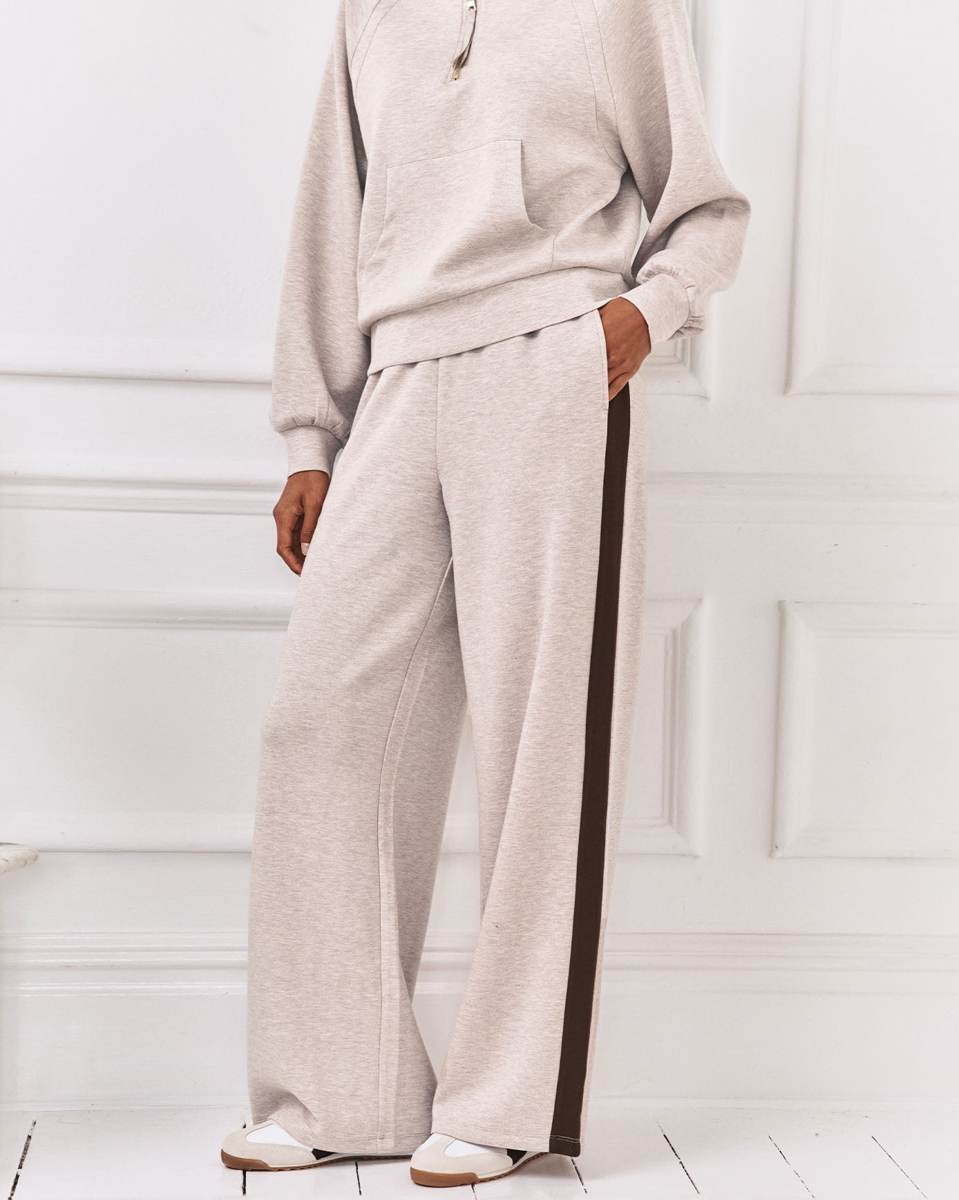 LuxeComfort Scuba Side Stripe Joggers - Camel