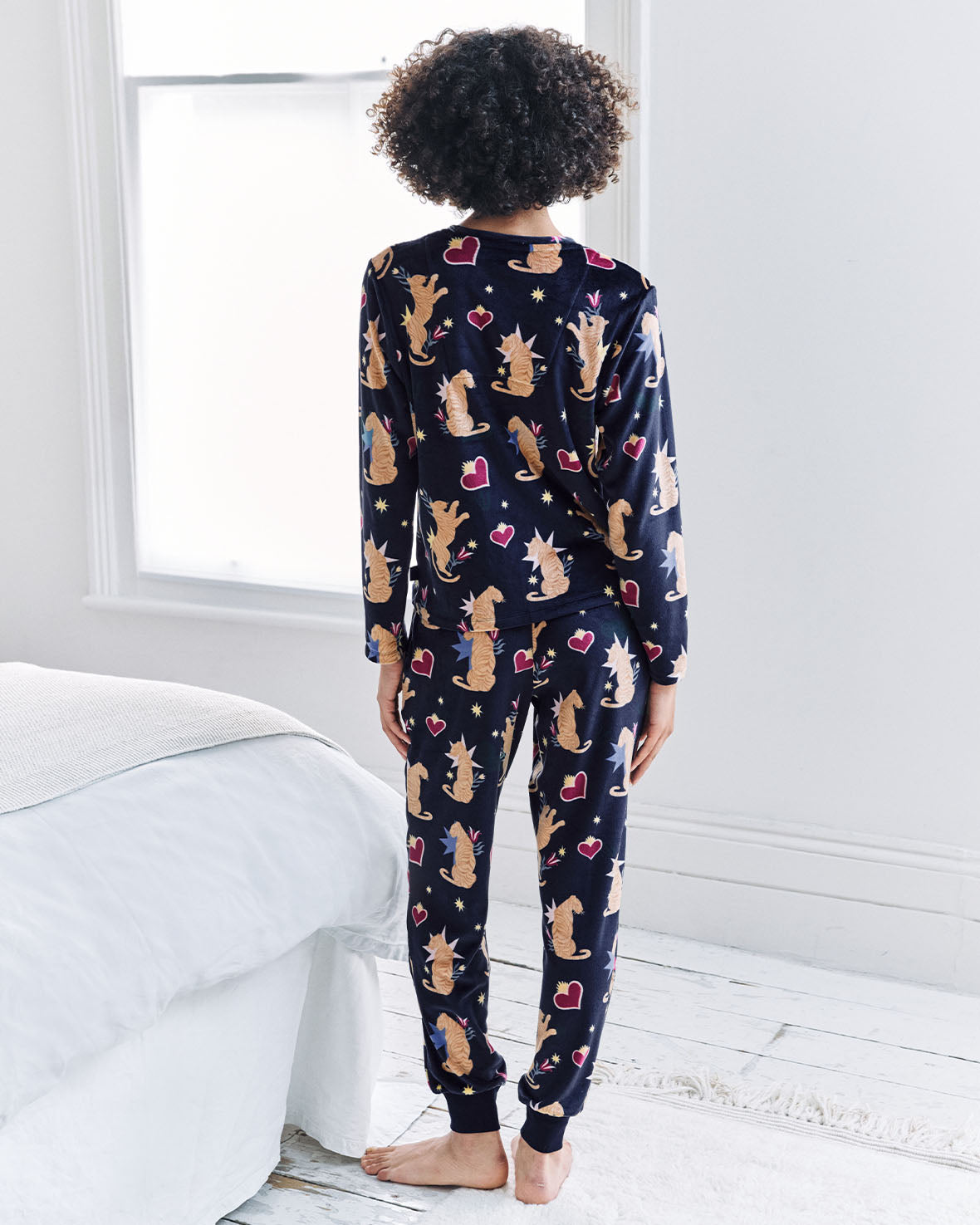 Velour Enchanted Tiger Print Lounge Crew & Jogger Set