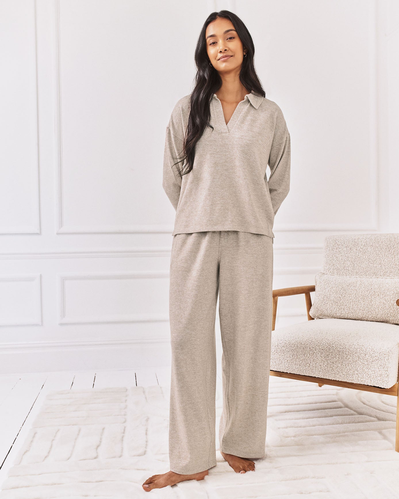 Slub-Knit Marl Joggers - Beige