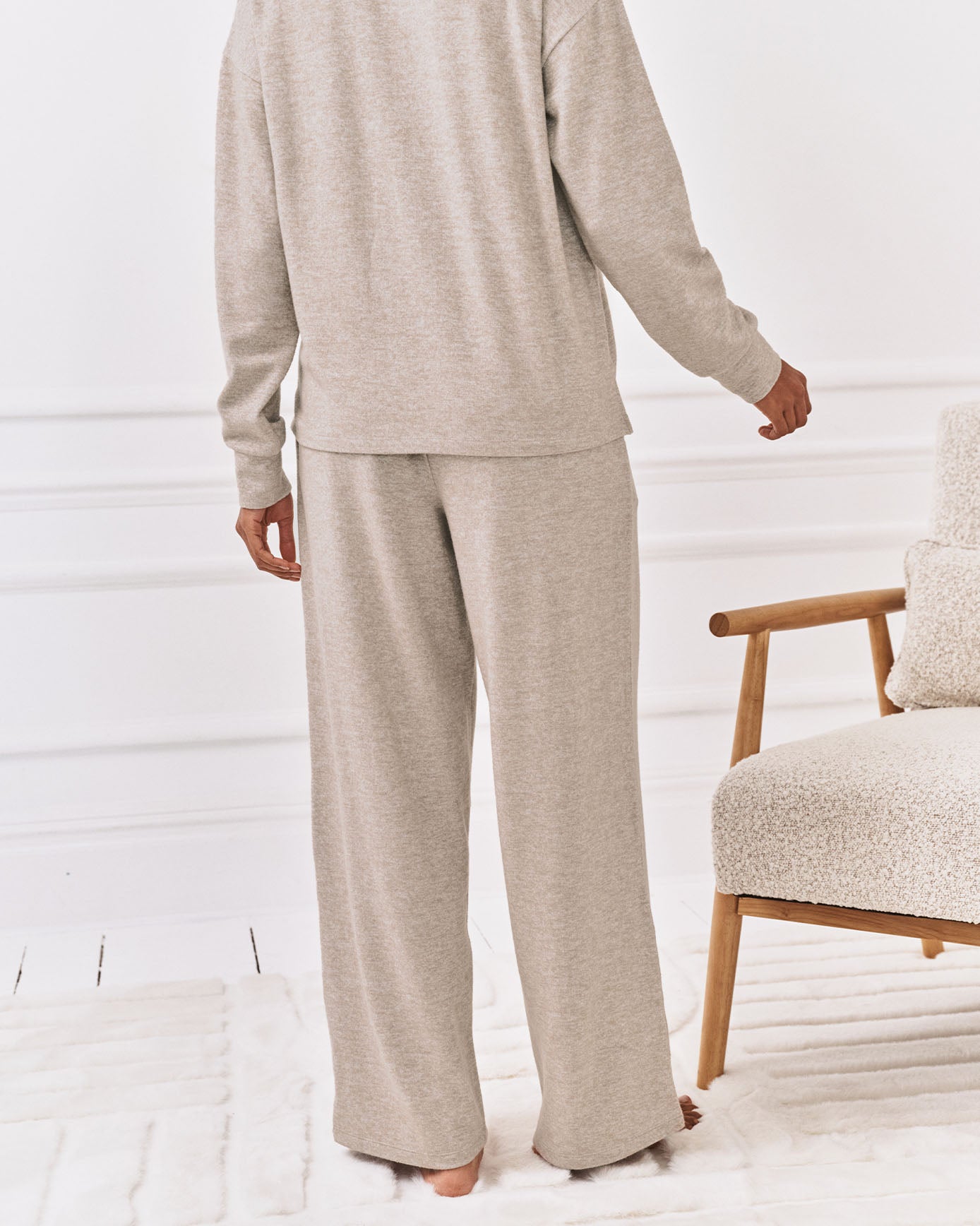 Slub-Knit Marl Joggers - Beige