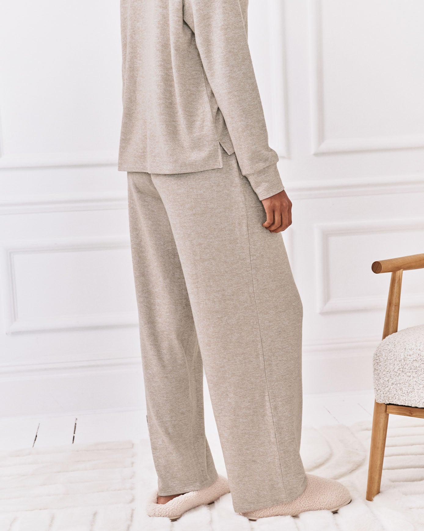 Slub-Knit Marl Joggers - Beige