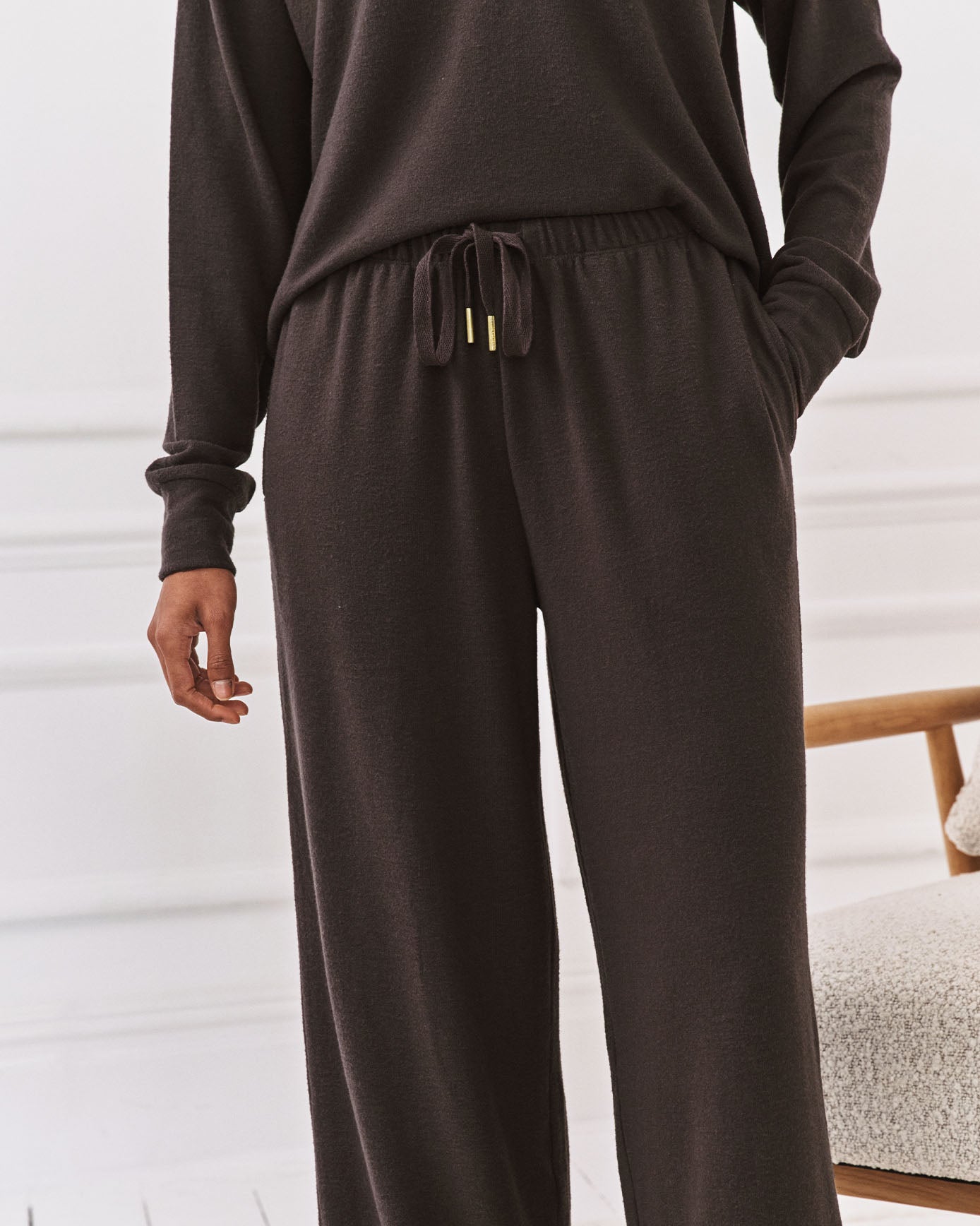 Slub-Knit Marl Joggers - Brown