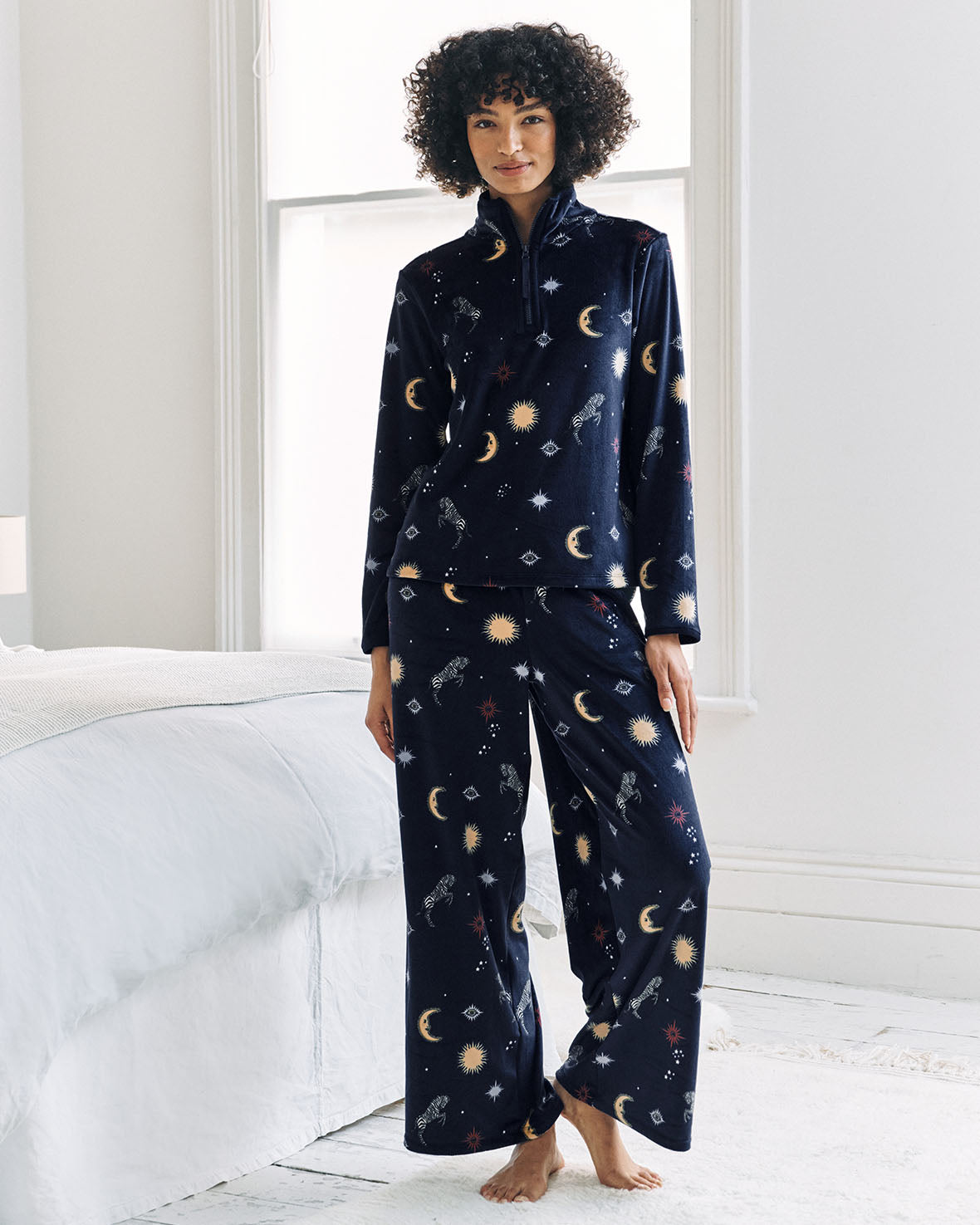 Fleece Celestial Zebra Print Sweatshirt & Jogger Co-ord