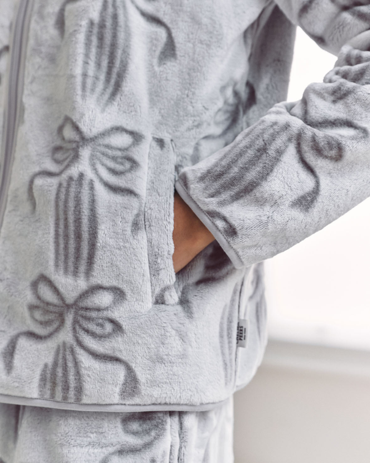 Fleece Burnout Ribbon Bow Jacket & Jogger Co-ord