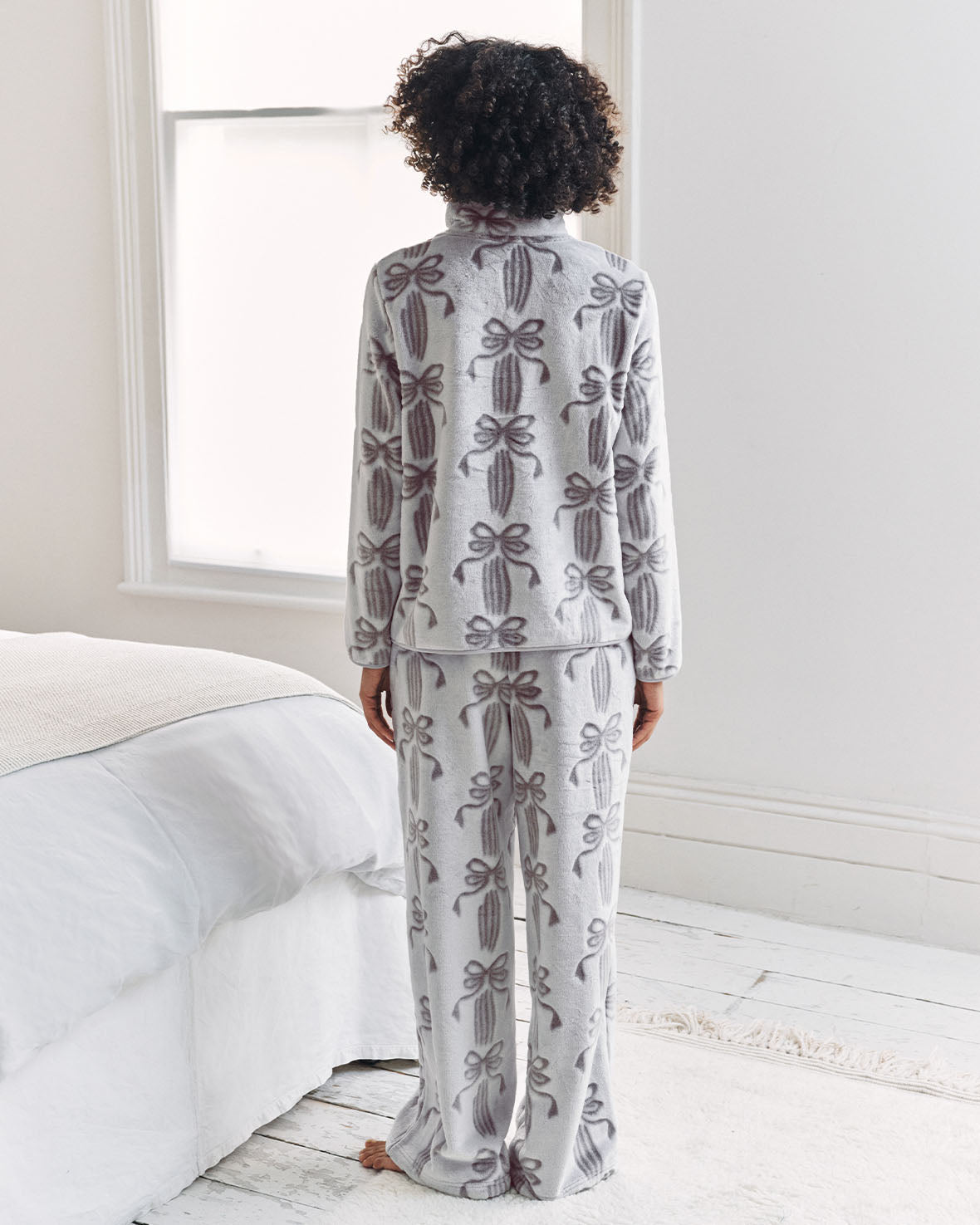 Fleece Burnout Ribbon Bow Jacket & Jogger Co-ord