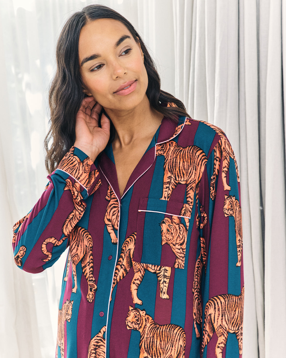 Maternity Tiger Stripe Print Nightshirt