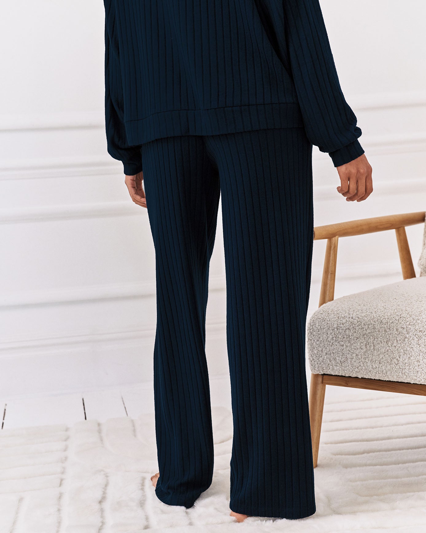 Ribbed Knit Joggers - Navy