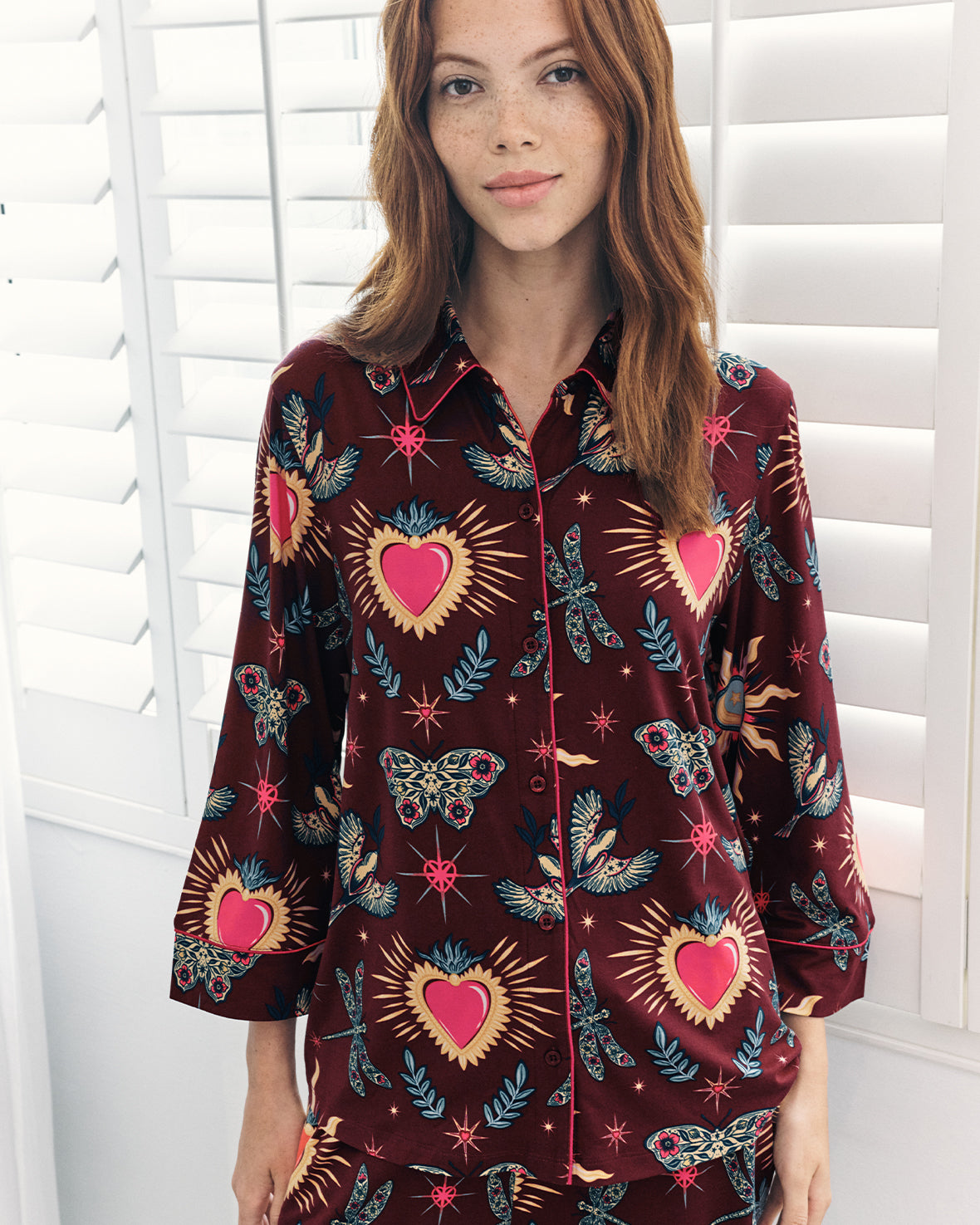 Enchanted Glade Print Button Up Long Pyjama Set