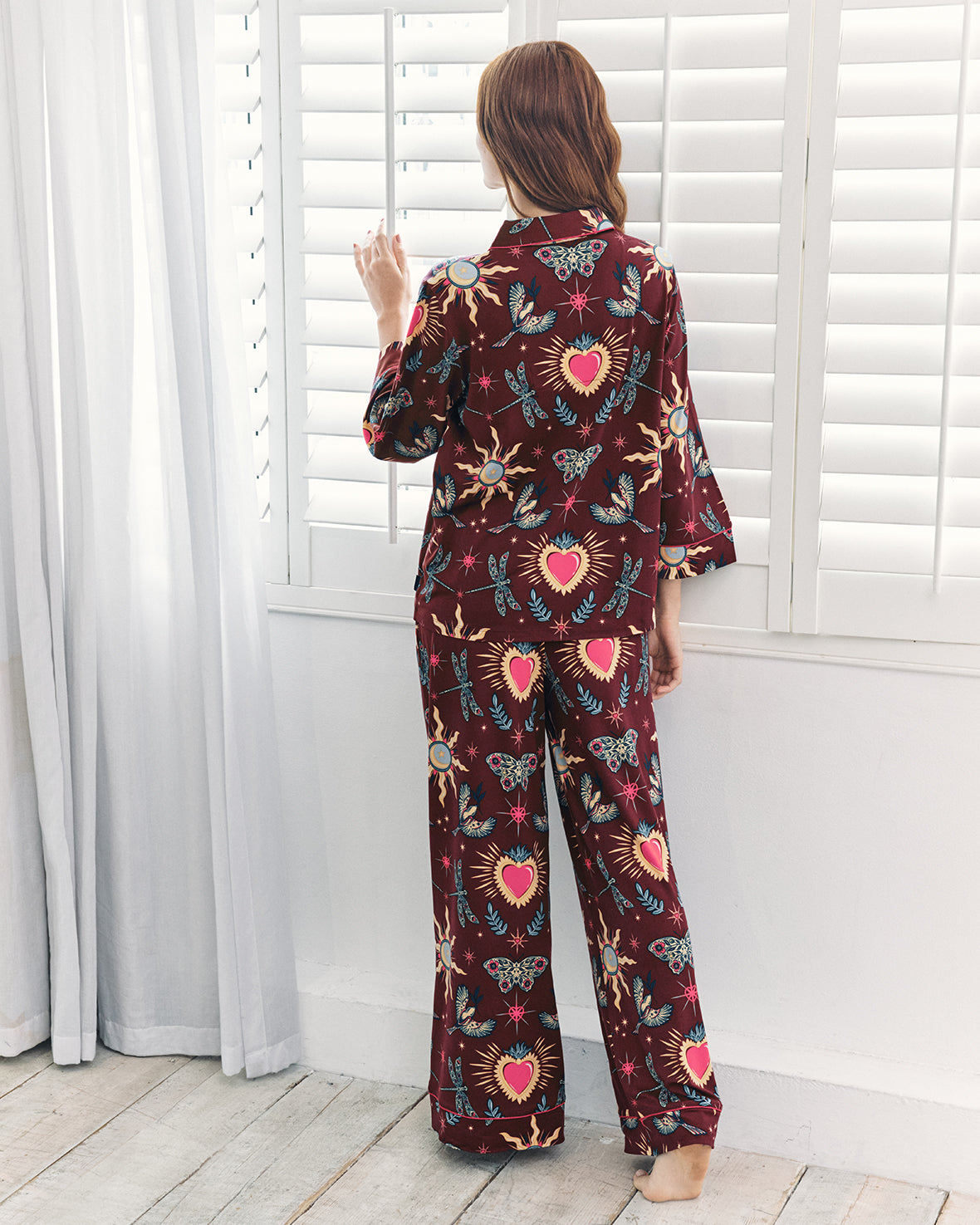 Enchanted Glade Print Button Up Long Pyjama Set