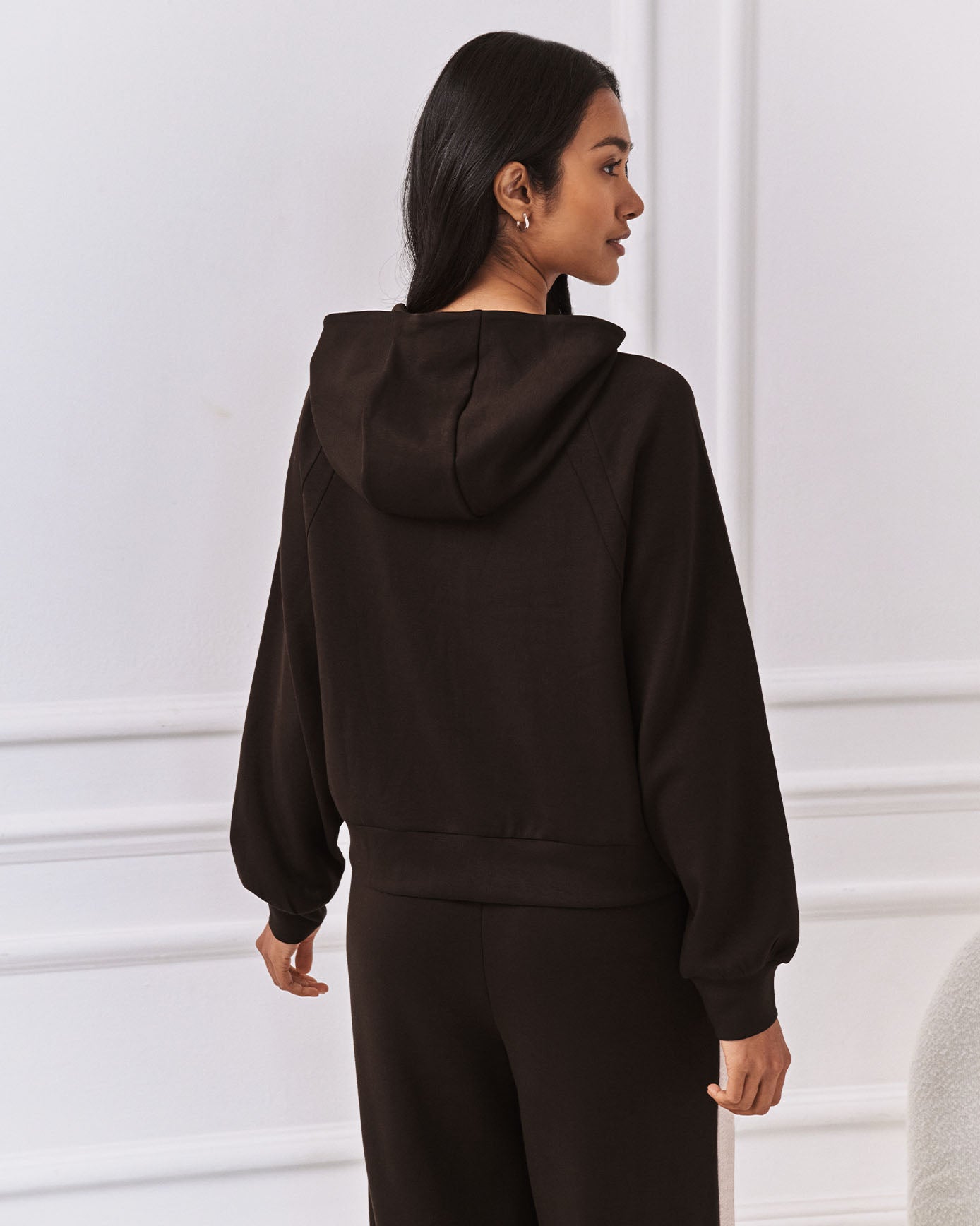 LuxeComfort Scuba Zip Hoodie - Brown