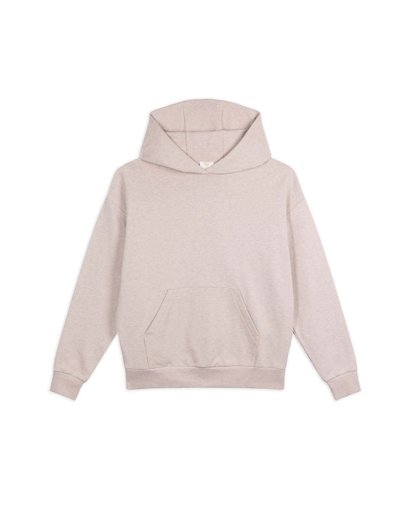 Organic Cotton Back Embroidered Script Logo Hoodie - Beige