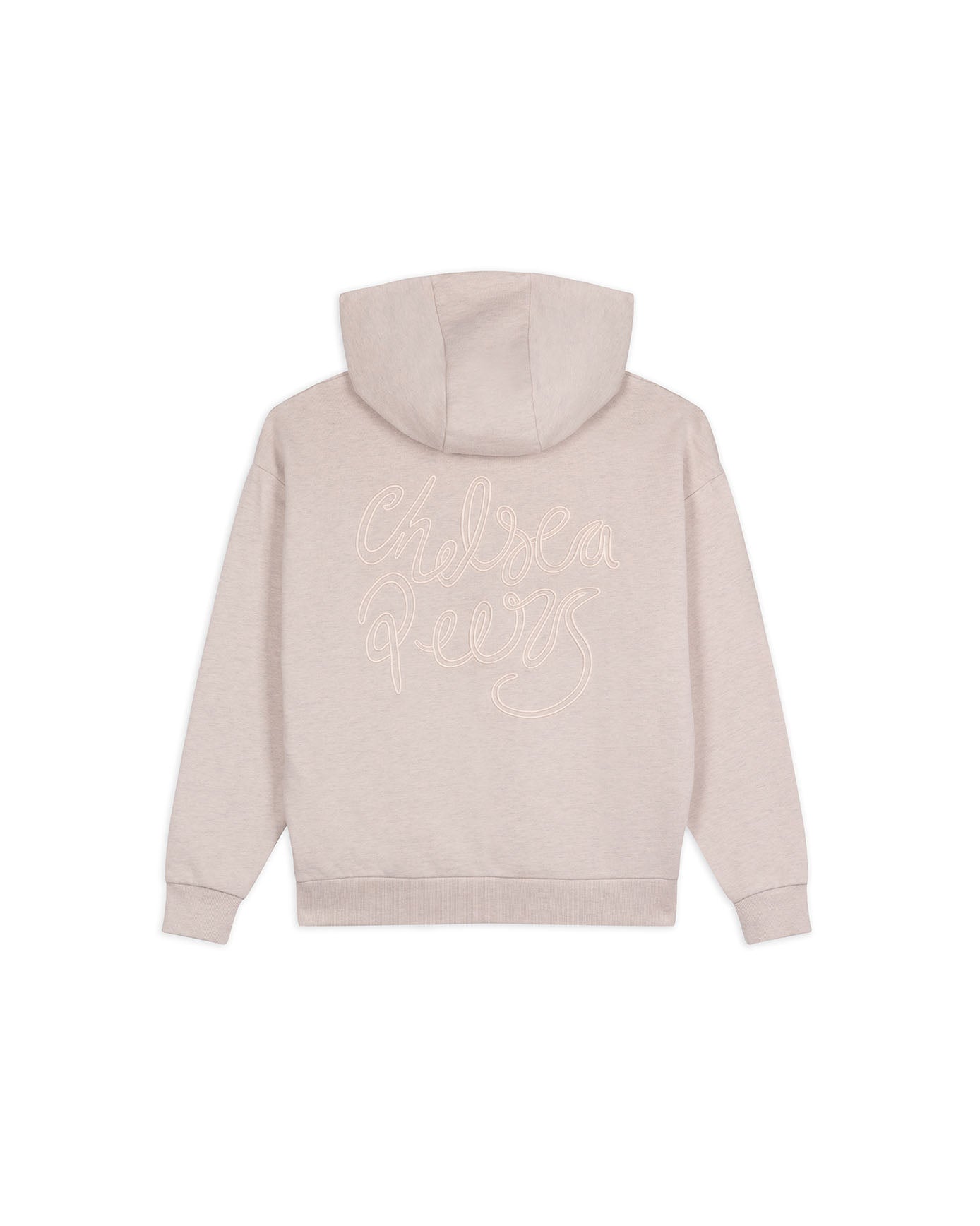 Organic Cotton Back Embroidered Script Logo Hoodie - Beige