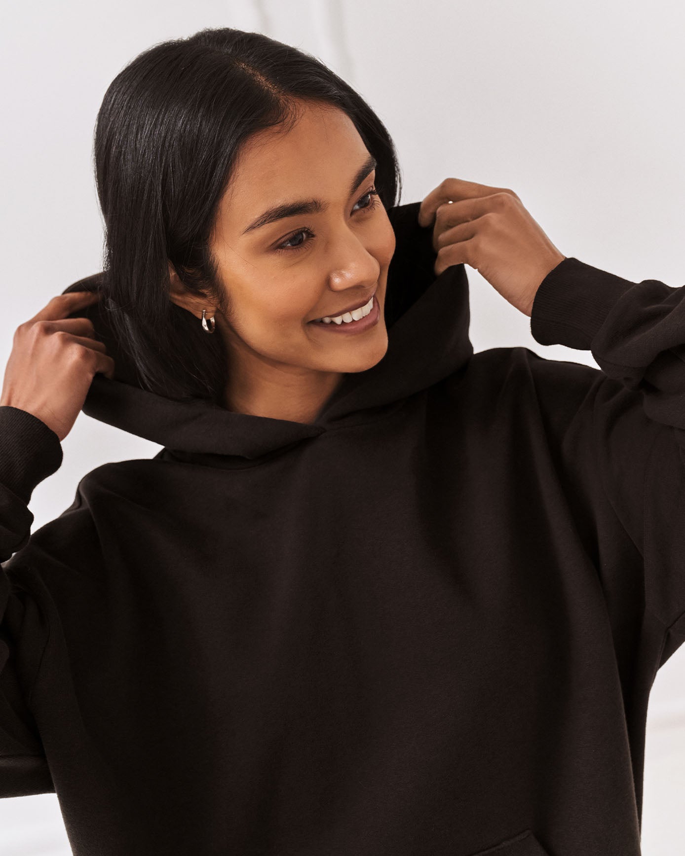 Organic Cotton Back Embroidered Script Logo Hoodie - Brown