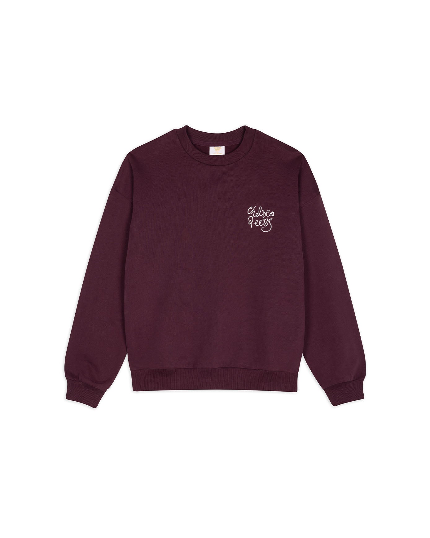 Organic Cotton Embroidered Script Logo Sweatshirt - Burgundy