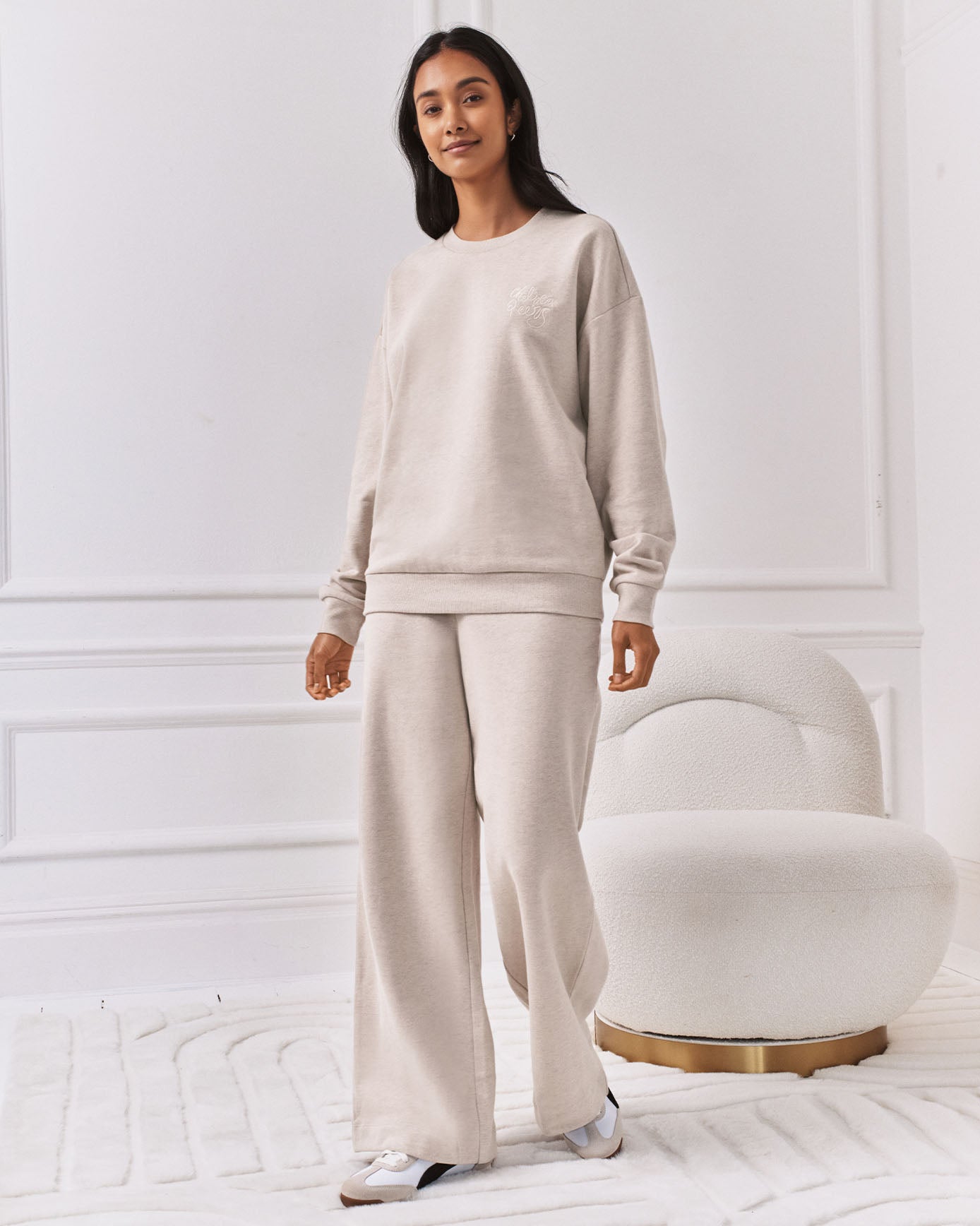 Organic Cotton Embroidered Script Logo Sweatshirt - Beige