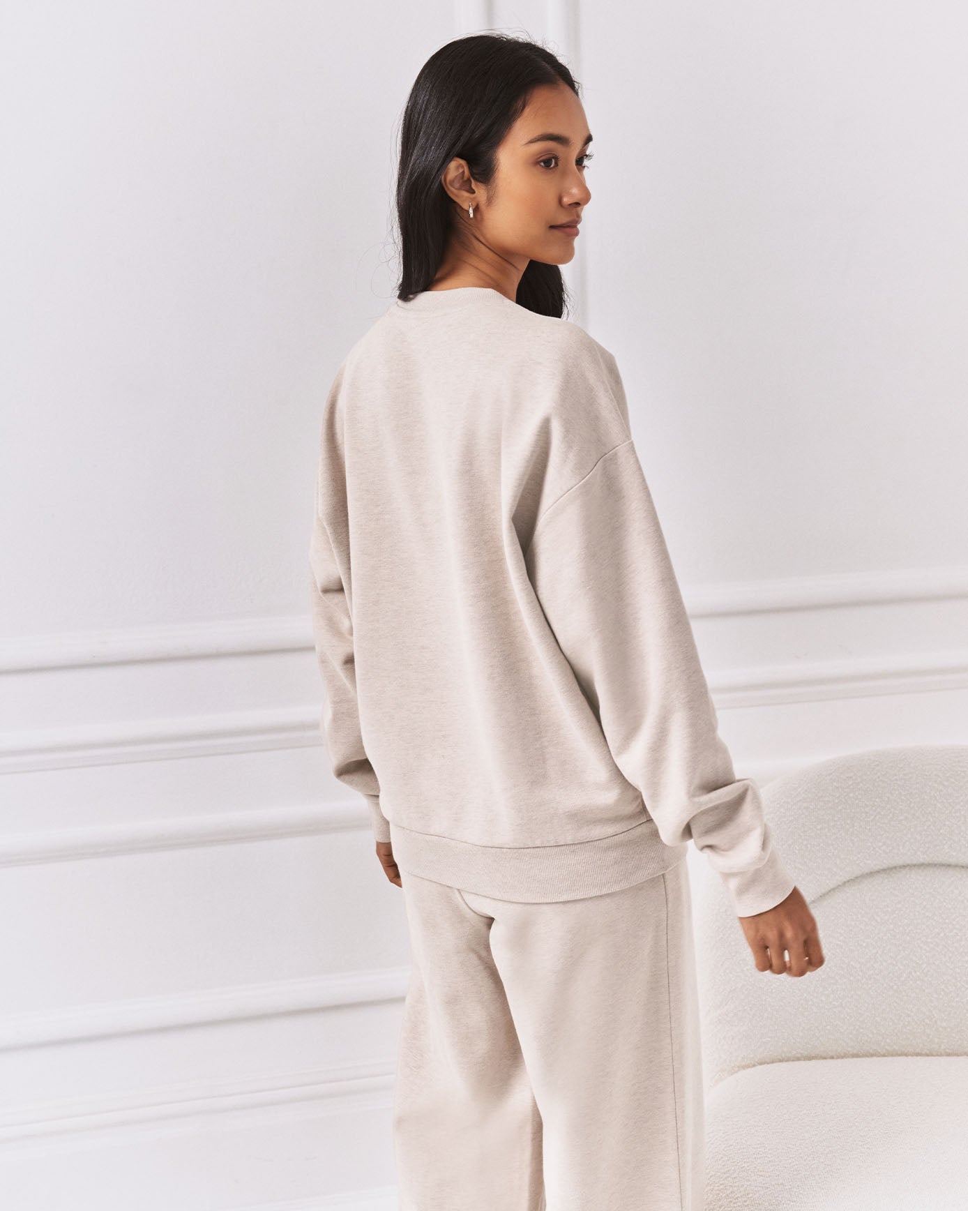 Organic Cotton Embroidered Script Logo Sweatshirt - Beige