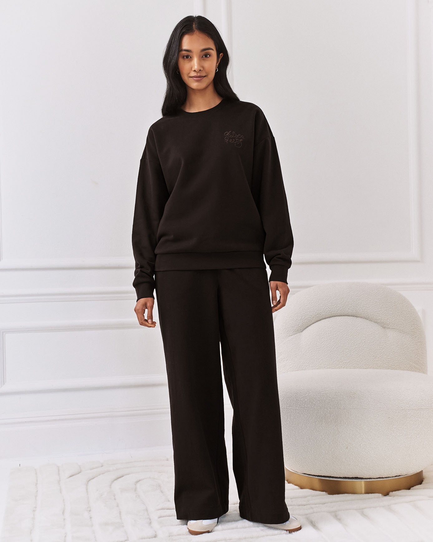 Organic Cotton Embroidered Script Logo Sweatshirt - Brown