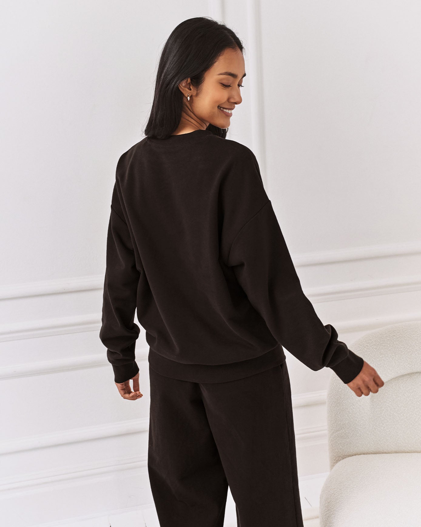 Organic Cotton Embroidered Script Logo Sweatshirt - Brown