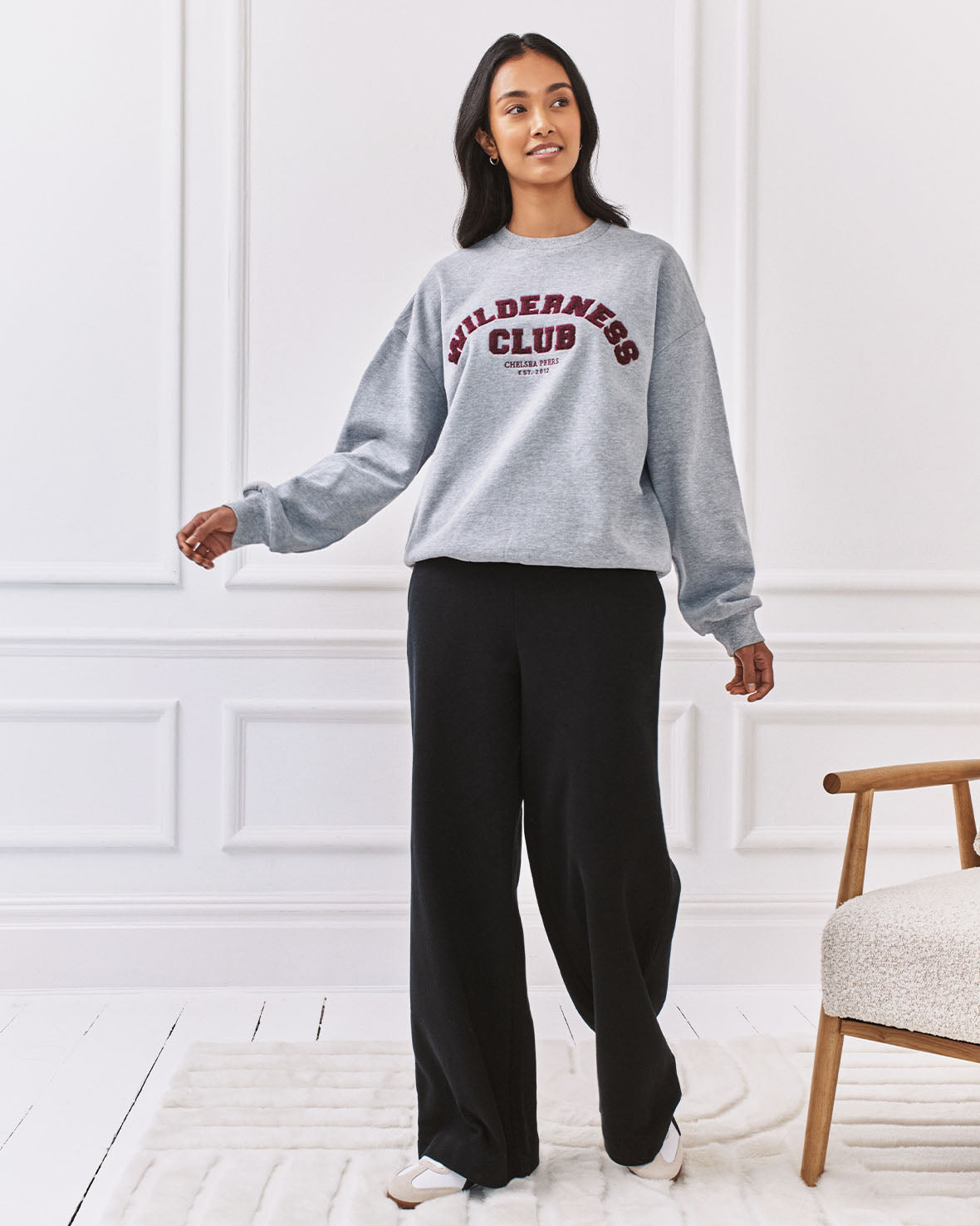 Organic Cotton Varsity Embroidered Wilderness Club Sweatshirt