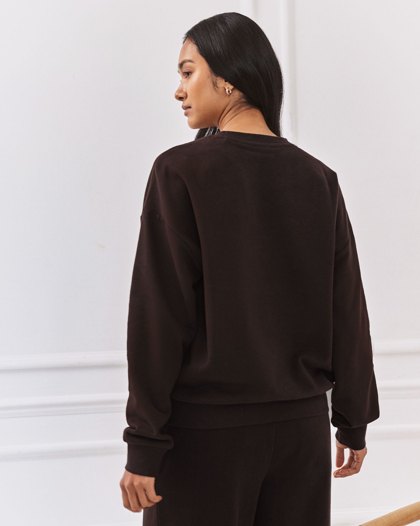 Organic Cotton Varsity Embroidered Wilderness Club Sweatshirt - Brown