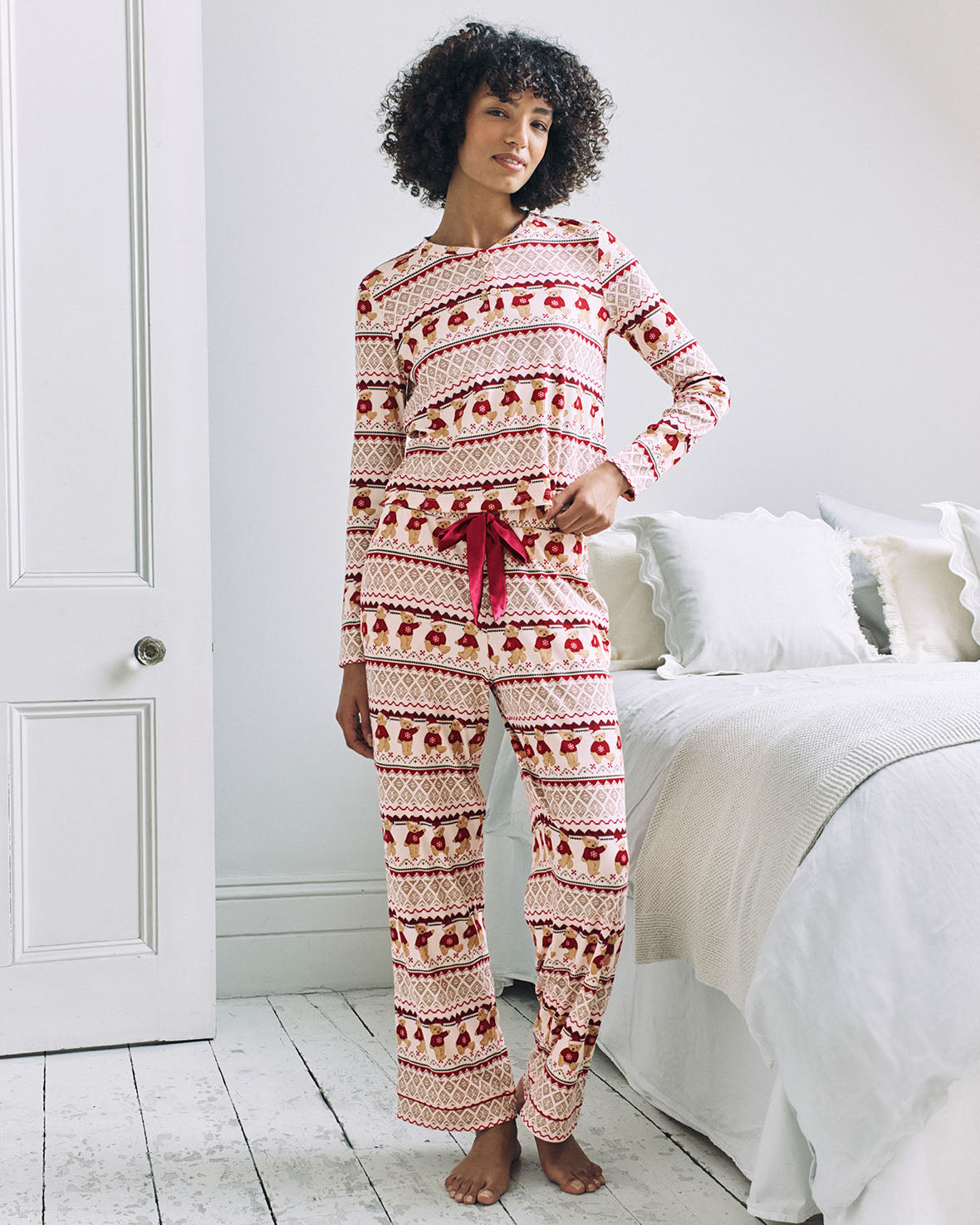 Peers the Bear Christmas Fair Isle Print Long Pyjama Set