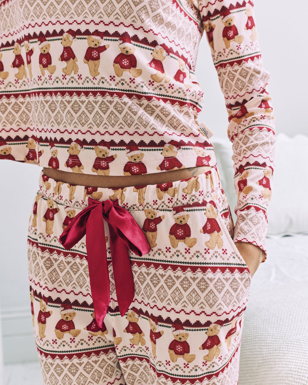 Peers the Bear Christmas Fair Isle Print Long Pyjama Set