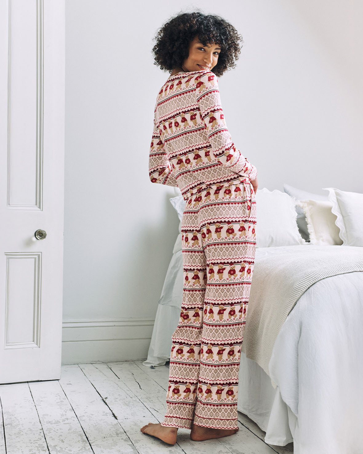 Peers the Bear Christmas Fair Isle Print Long Pyjama Set