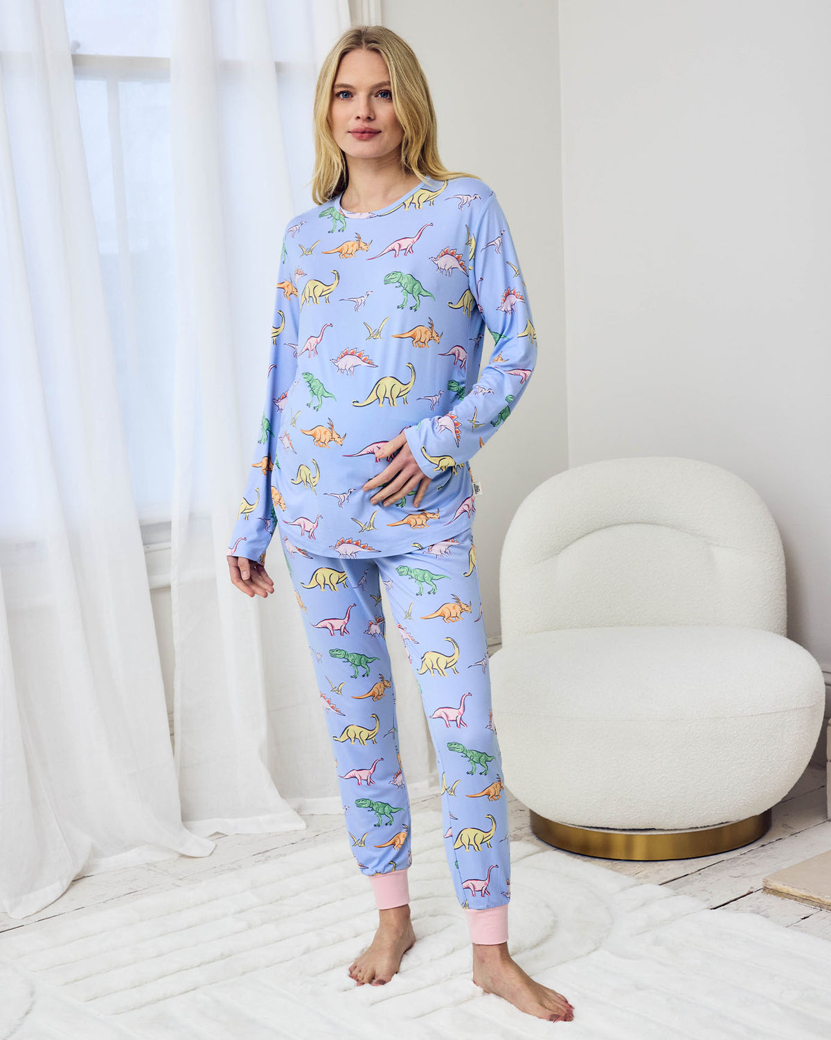 Maternity Dinosaur Print Long Pyjama Set