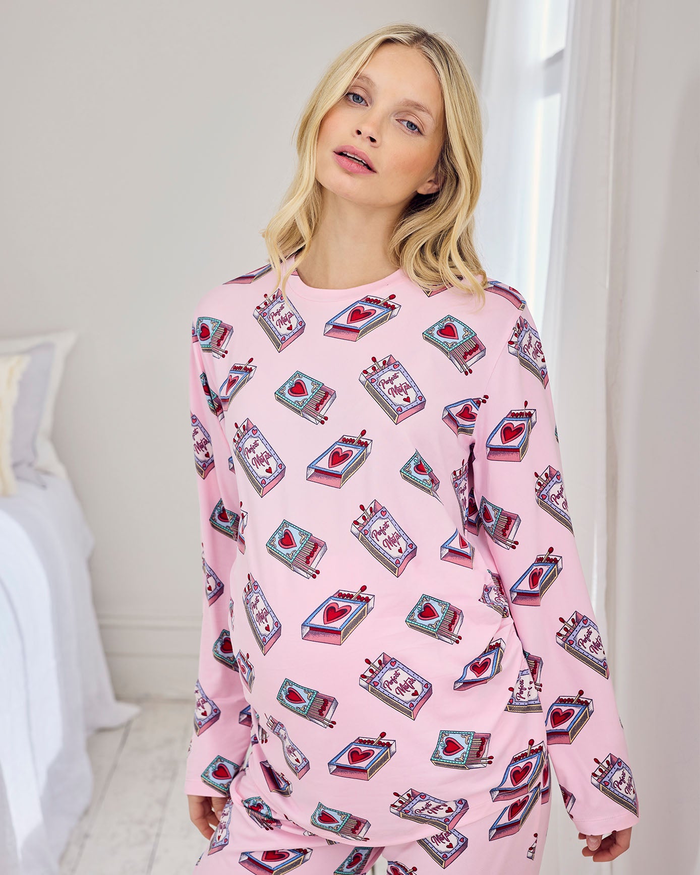 Maternity Valentine's Perfect Match Print Long Pyjama Set