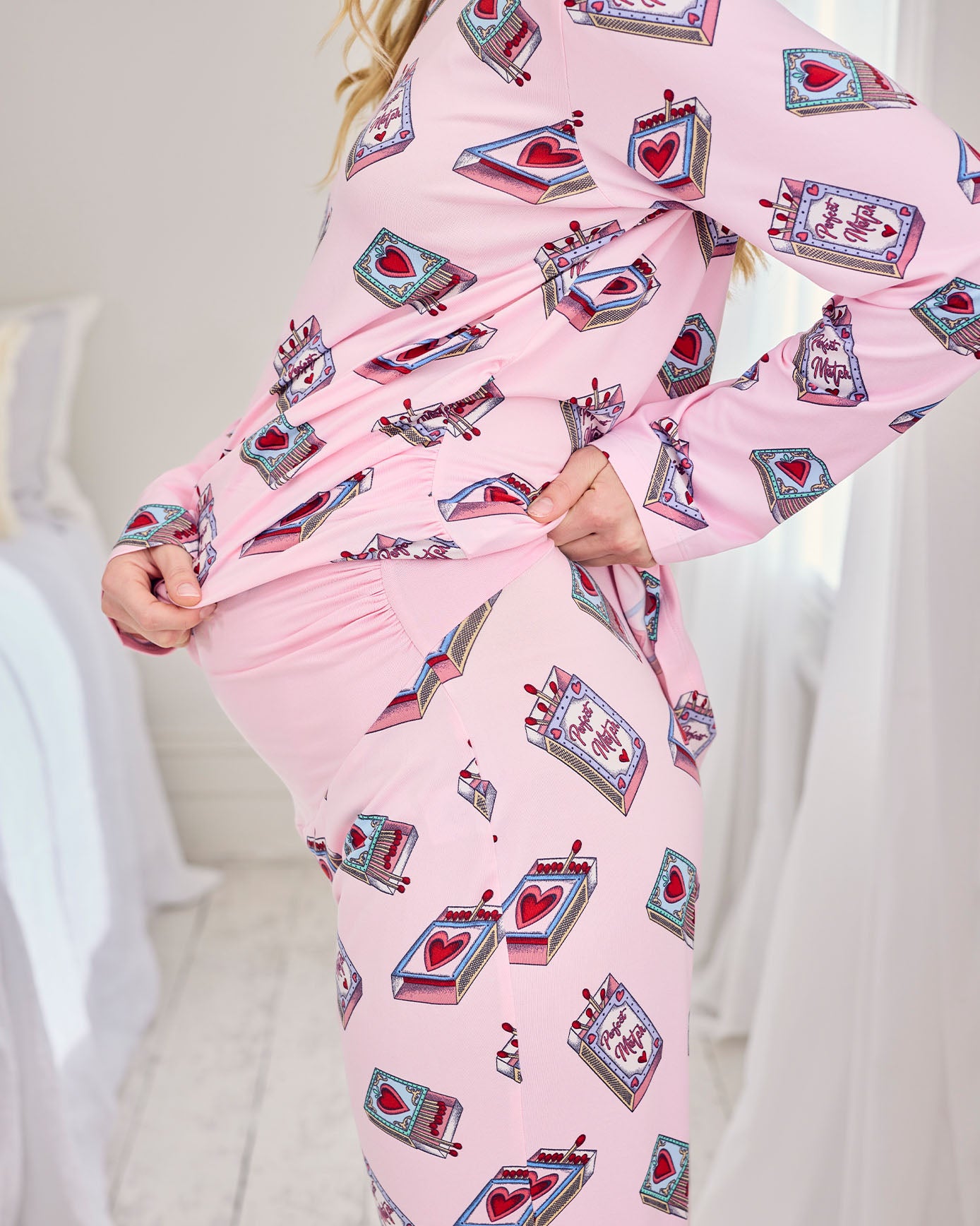 Maternity Valentine's Perfect Match Print Long Pyjama Set
