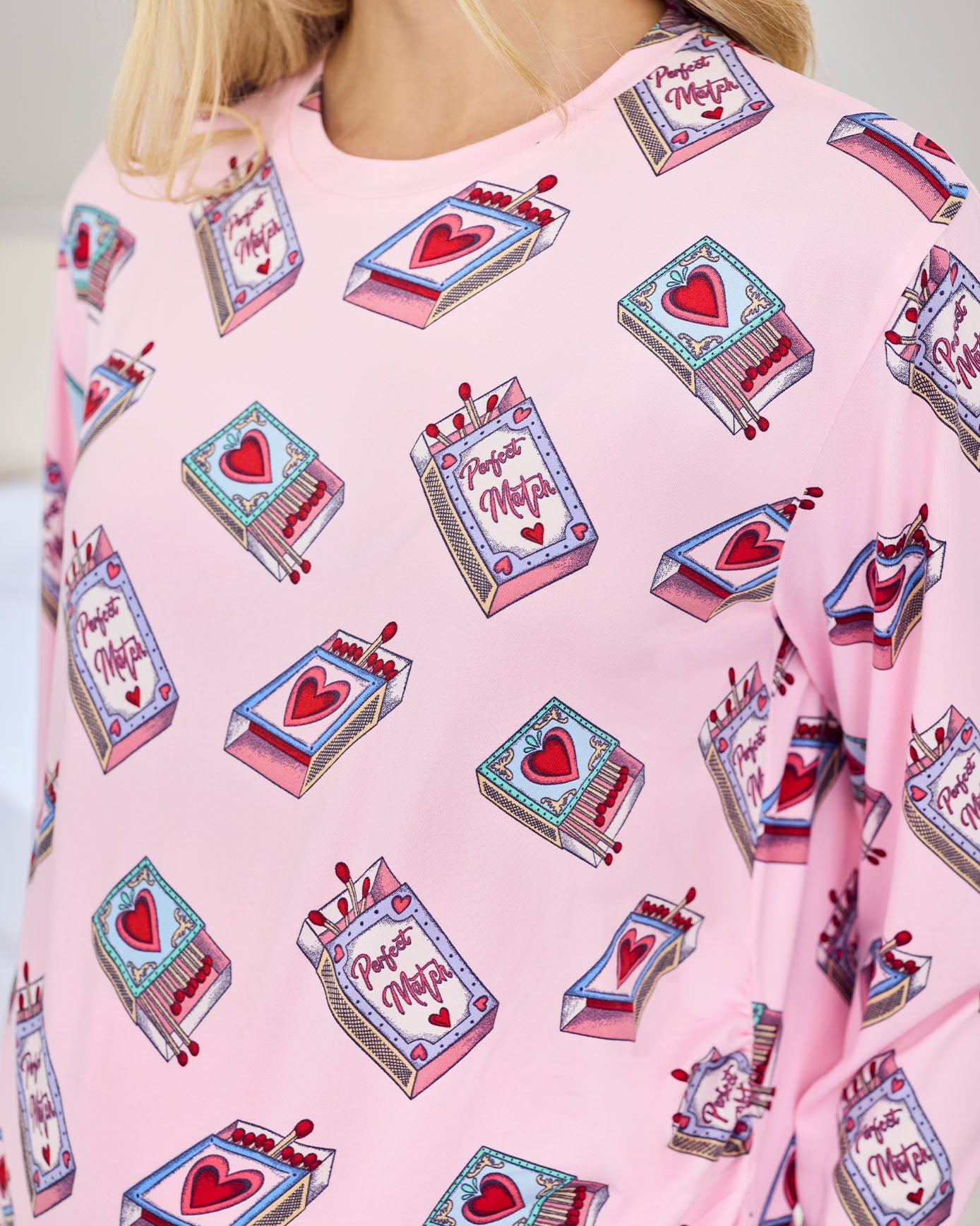 Maternity Valentine's Perfect Match Print Long Pyjama Set