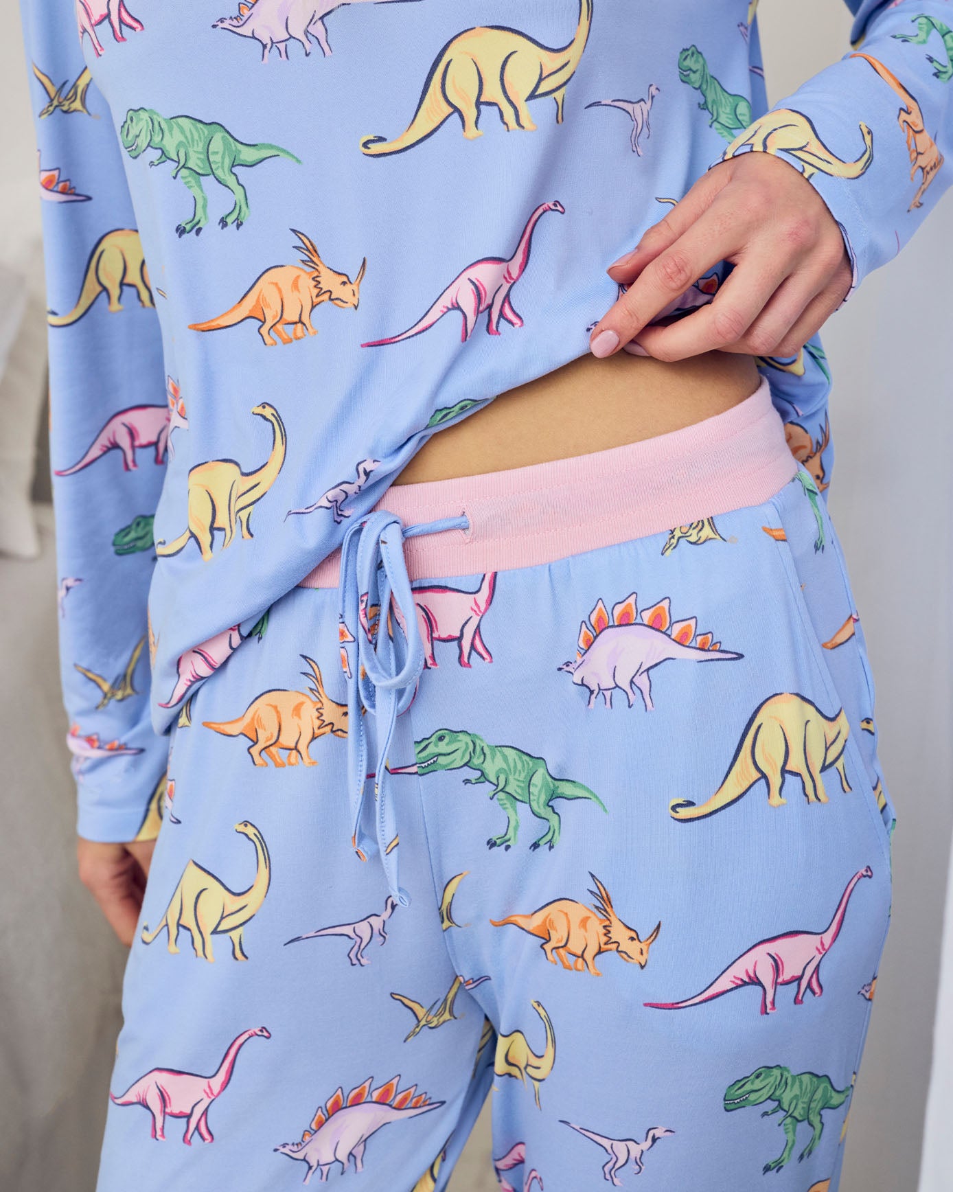Dinosaur Print Long Pyjama Set - Blue
