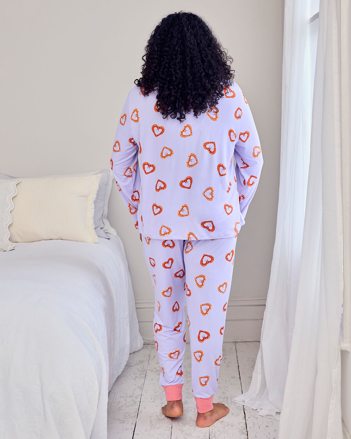 Shrimp Heart Print Long Pyjama Set