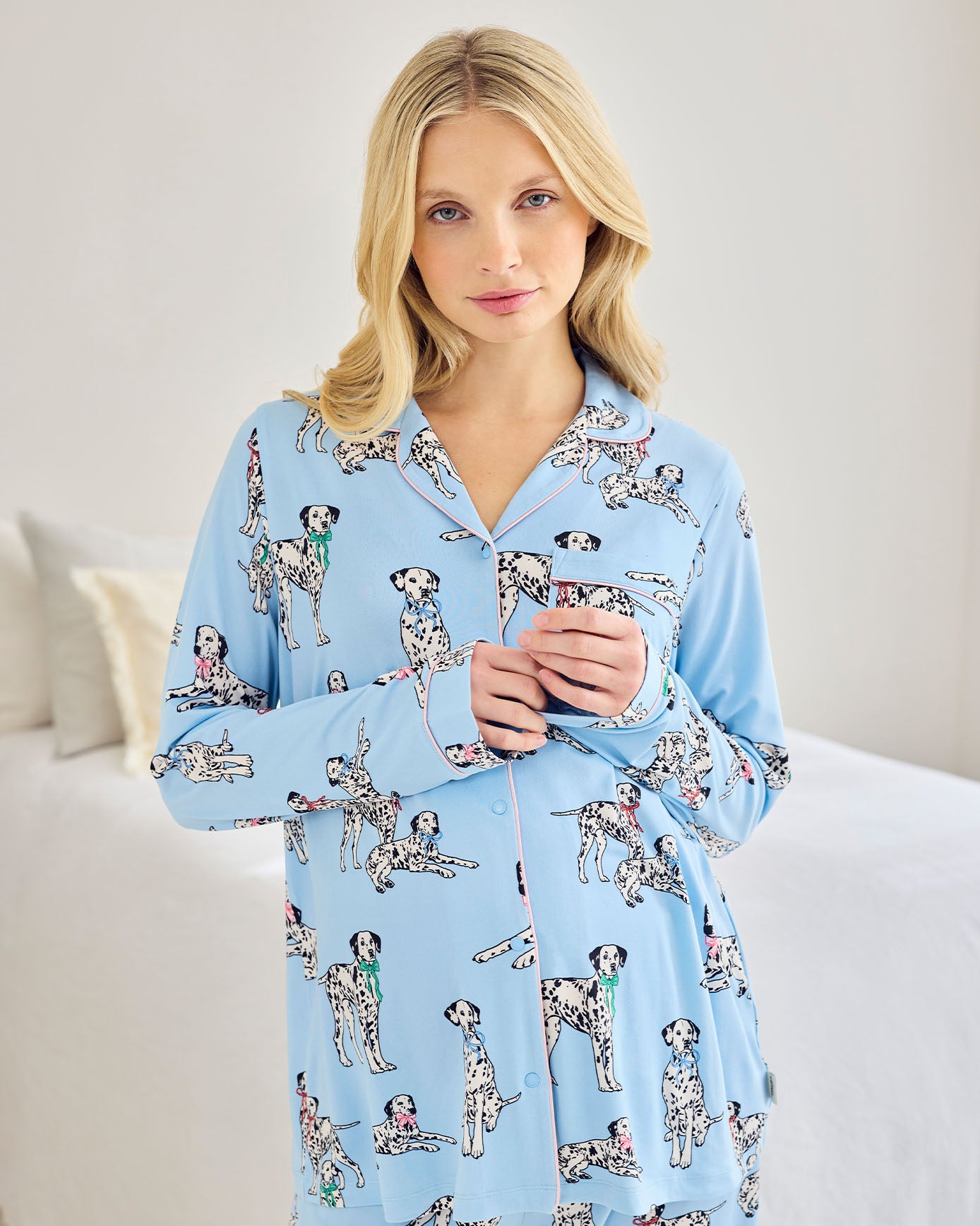 Maternity Dalmatian Dogs Print Long Pyjama Set