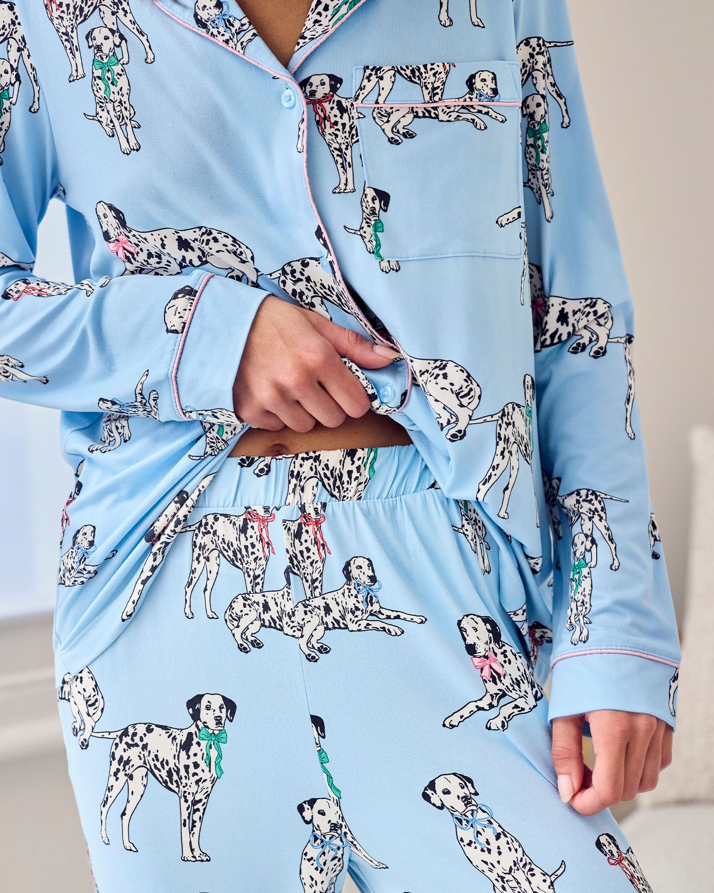 Petite Dalmatian Dogs Print Long Pyjama Set