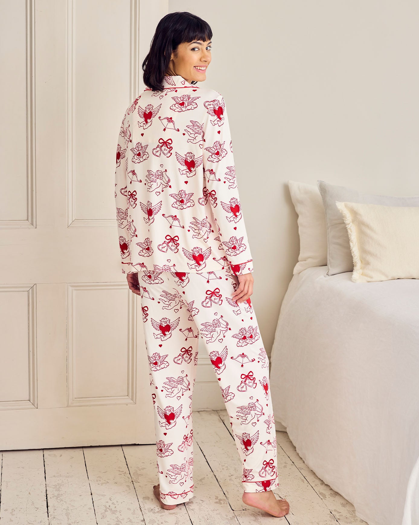 Valentine's Cherubs Print Long Pyjama Set