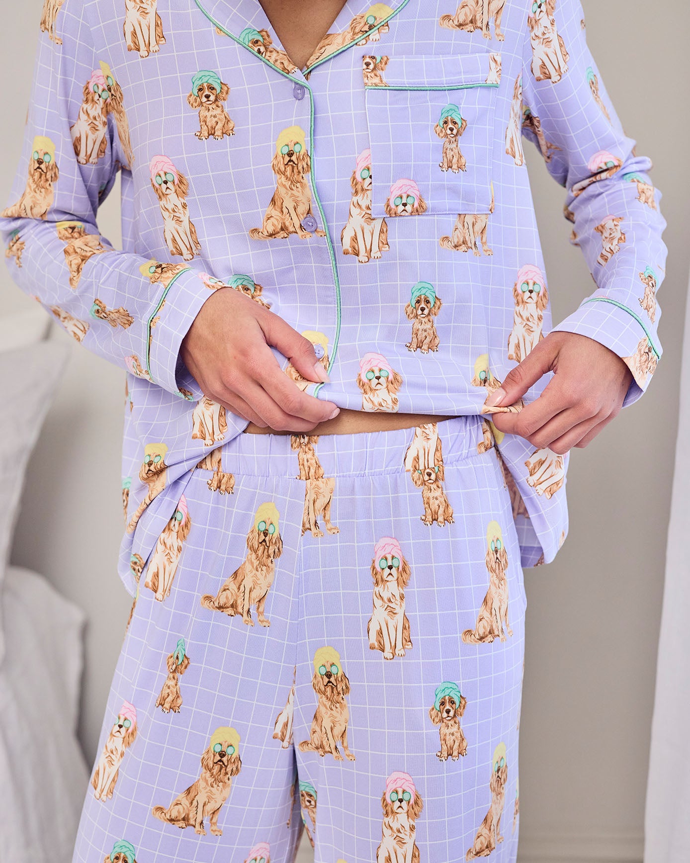 Spa Dogs Print Long Pyjama Set