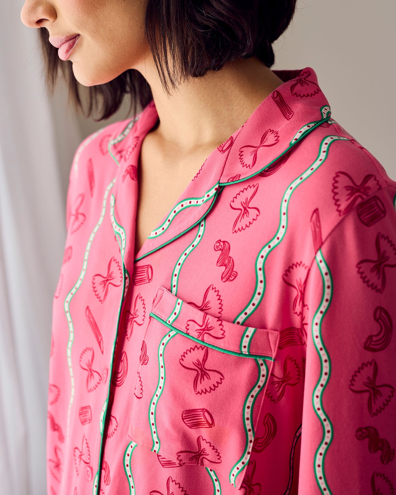 Tall Pasta Stripe Print Long Pyjama Set