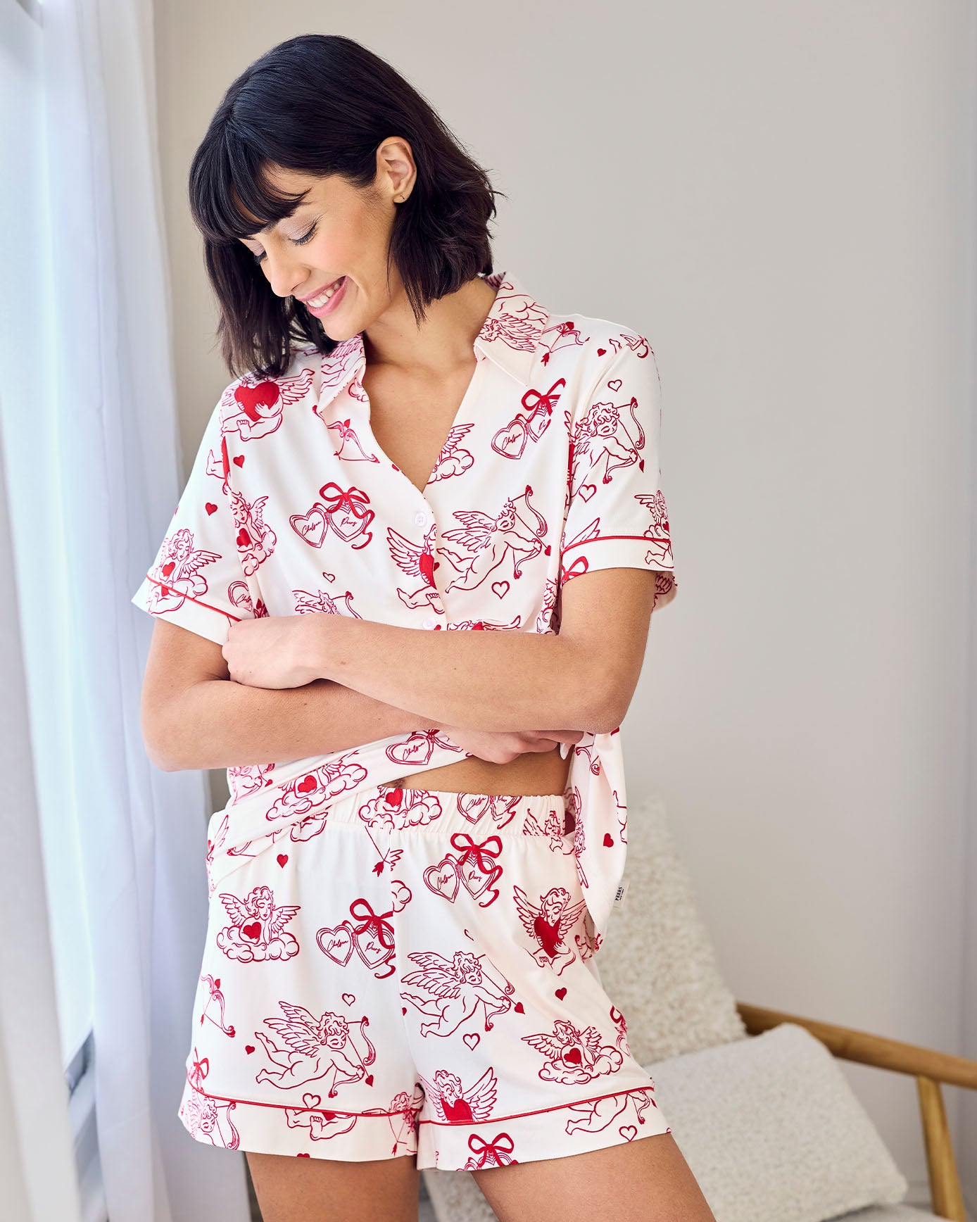 Valentine's Cherubs Print Short Pyjama Set