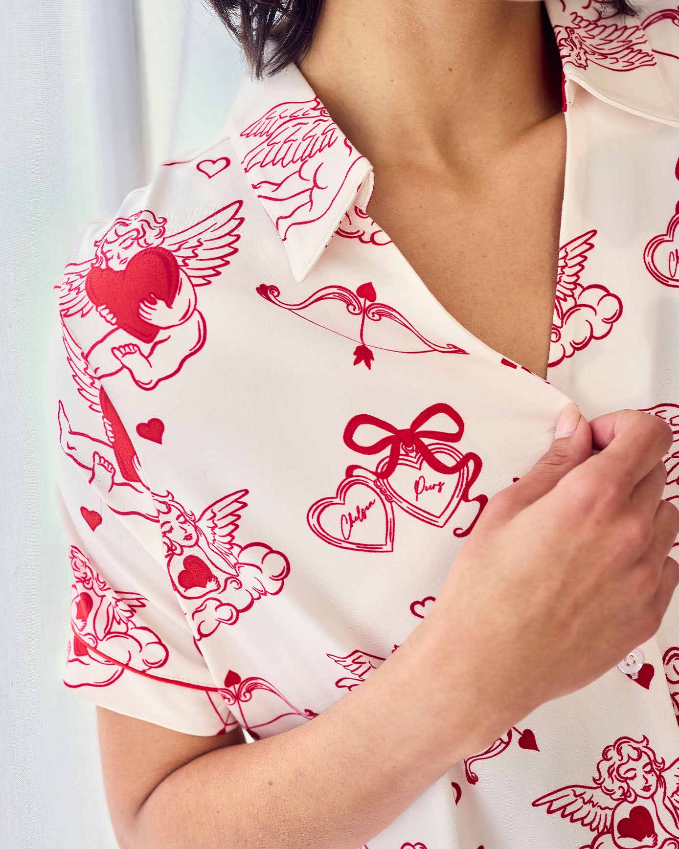Valentine's Cherubs Print Short Pyjama Set